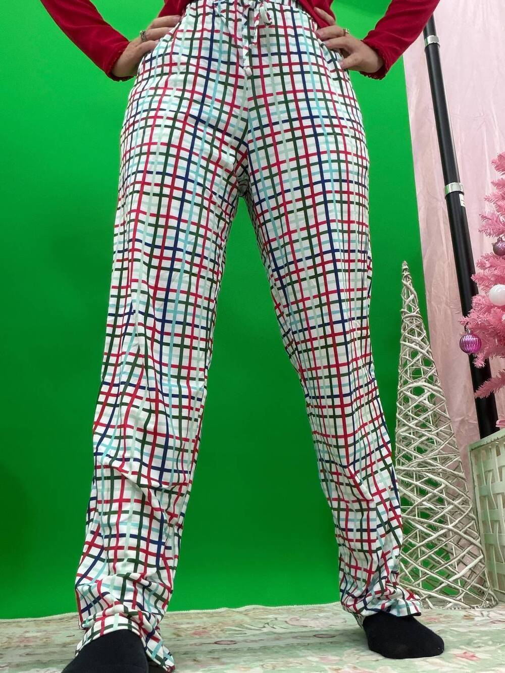 NEW MARY SQUARE plaid christmas pajama pants in multi